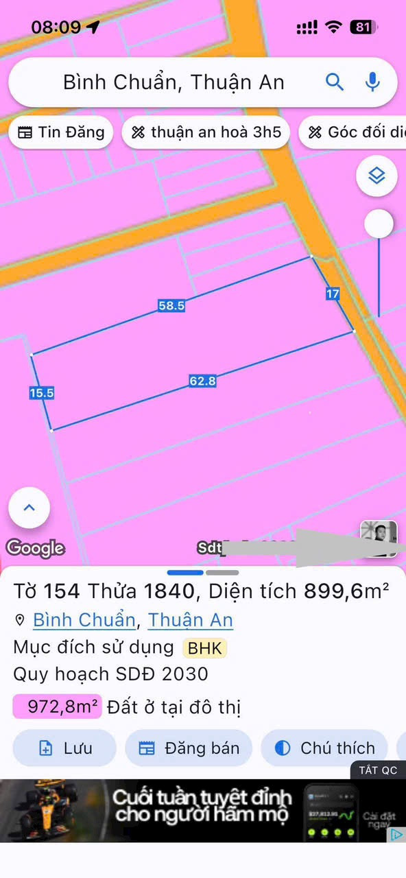 Bán đất 972.8m² có sẵn 100m² thổ cư ngang 15m giá 10 tỷ tại Phường An Phú