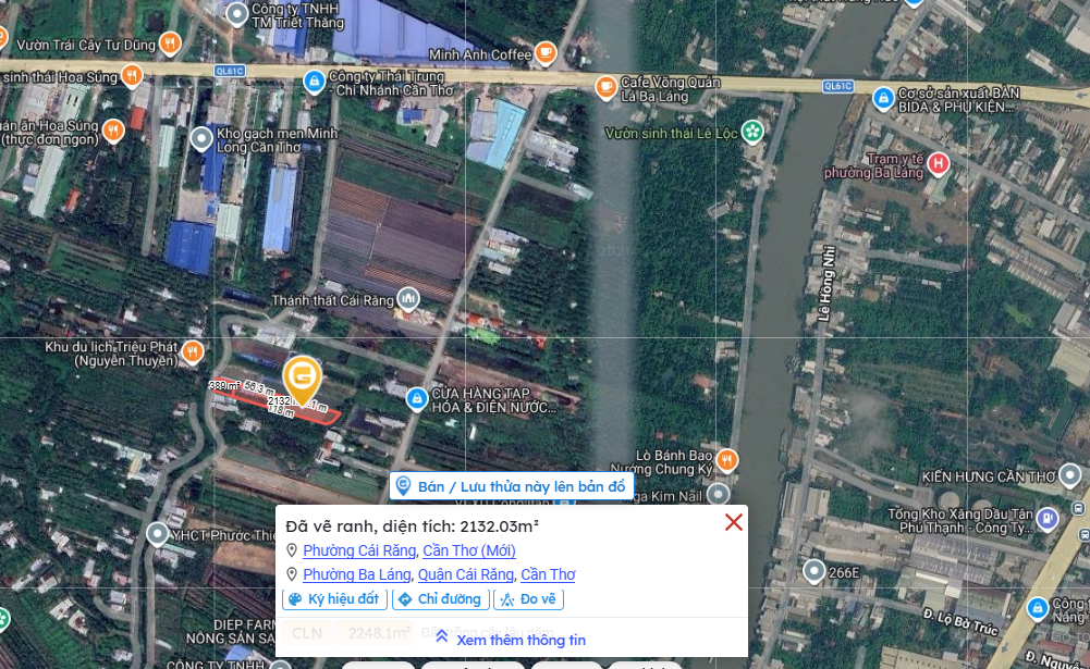 PHÁT MẠI ĐẤT PHƯỜNG BA LÁNG, QUẬN CÁI RĂNG, TP. CẦN THƠ