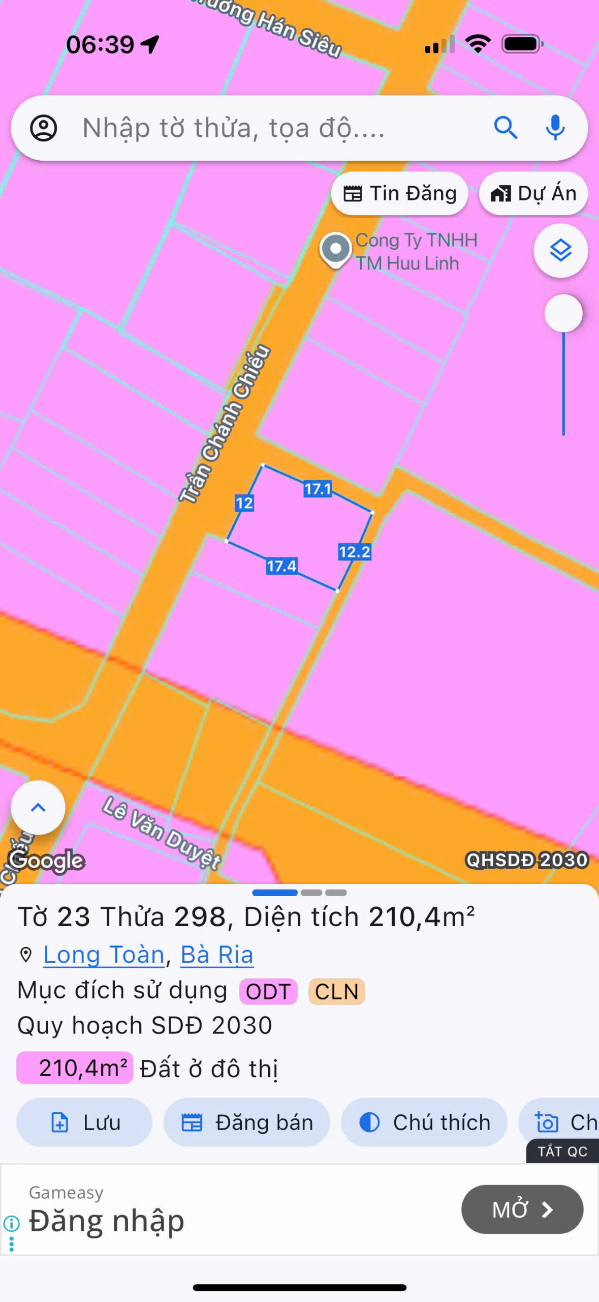 Bán đất 211.7m² có sẵn 124.7m² thổ cư ngang 12m giá 4.35 tỷ tại Phường Bà Rịa