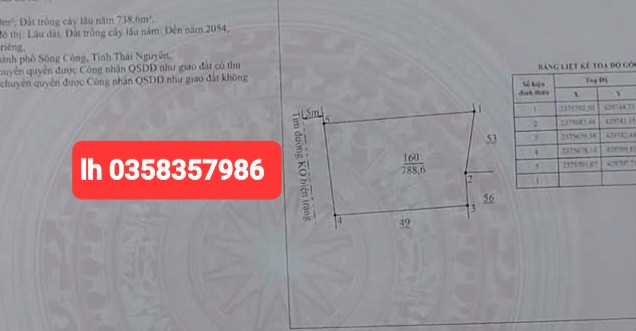 Bán đất 788.6m² ngang 23m giá 3.13 tỷ Phường Bá Xuyên