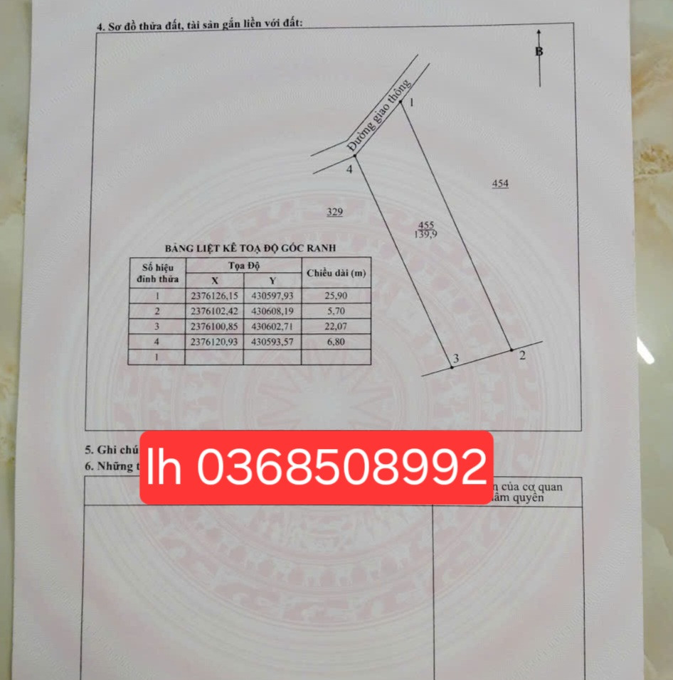 Bán đất 139,9m² ngang 6,8m giá 1.05 tỷ Phường Bá Xuyên