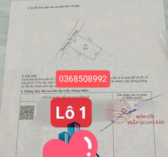 Bán đất 46m² ngang 4,8m giá 1.4 tỷ Phường Bắc Giang