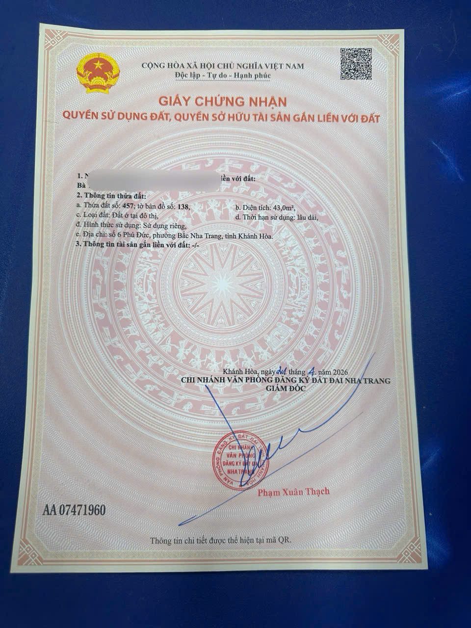 Bán đất 43m² full thổ cư ngang 5.1m giá 4.2 tỷ tại Phường Bắc Nha Trang