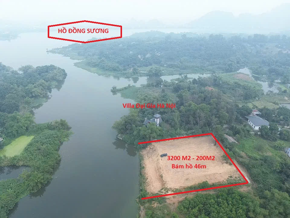 ĐẤT BÁM HỒ ĐẸP! giá rẻ! CÁCH BIG C HÀ NỘI CHỈ 35KM, GIÁ CỰC RẺ! CHỈ NHỈNH HƠN 12 TỶ, SỞ HỮU 3200M2, CÓ 200ONT, MẶT TIỀN BÁM HỒ 46M.