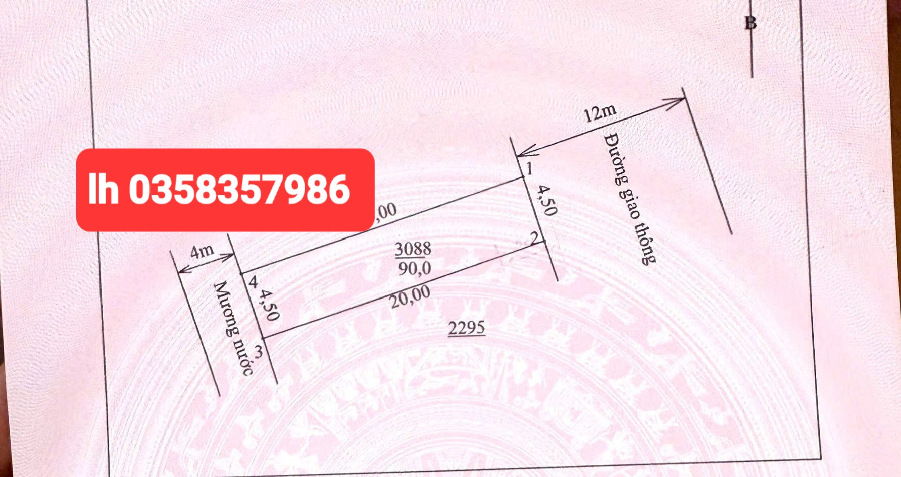 Bán đất 90m² ngang 4.5m giá 1.55 tỷ Phường Bách Quang