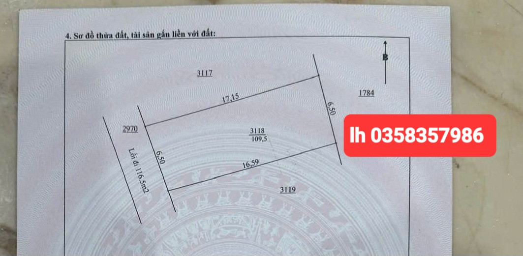 Bán đất 109.5m² ngang 6.5m giá 1.13 tỷ Phường Bách Quang