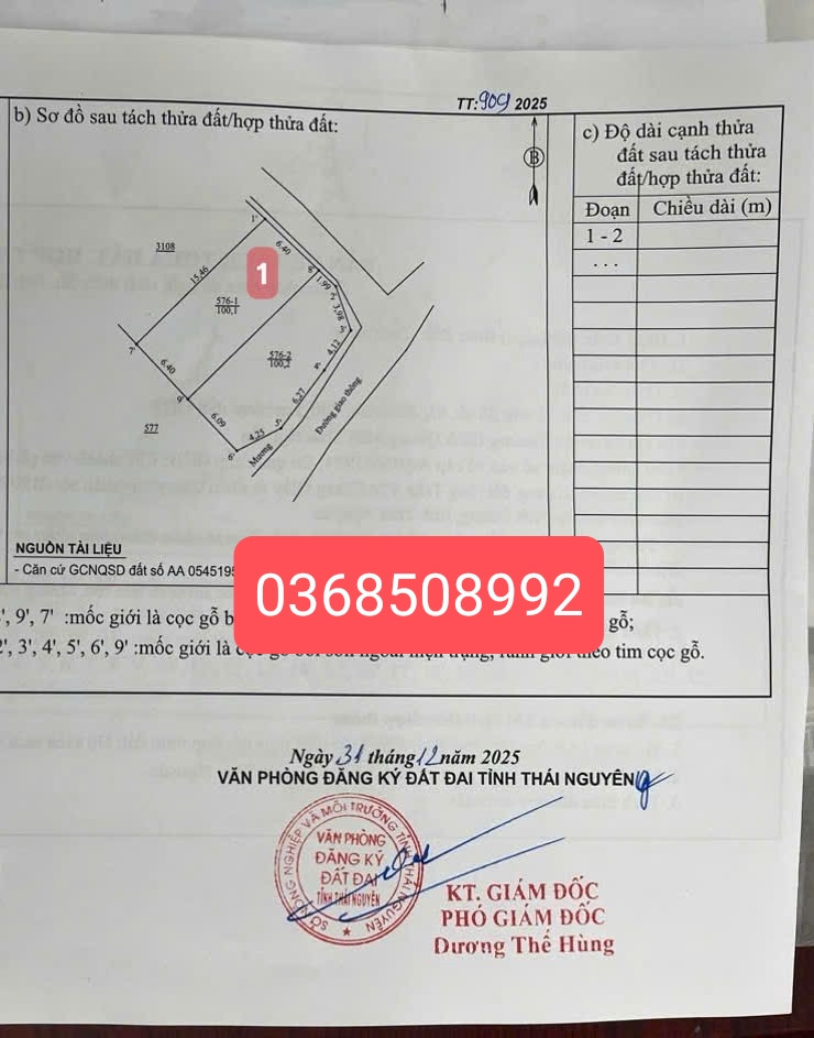 Bán đất 100m² ngang 6,4m giá 1.45 tỷ Phường Bách Quang