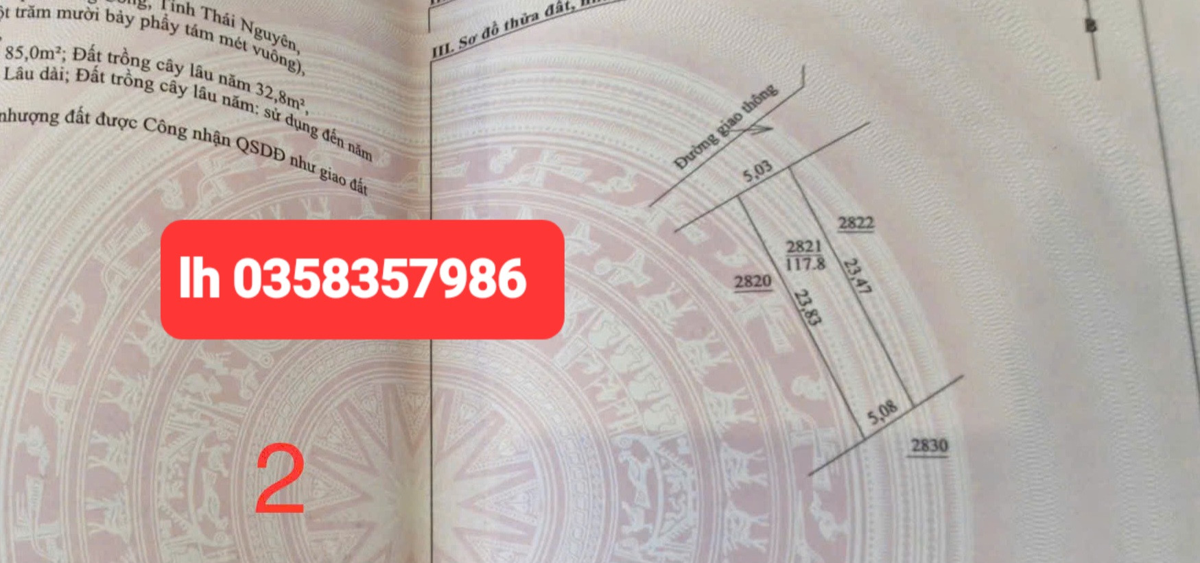 Bán đất 117.8m² ngang 5.03m giá 890 triệu Phường Bách Quang