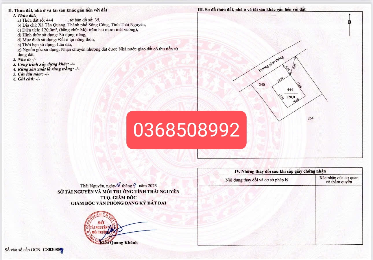Bán đất 120m² ngang 10m giá 2.2 tỷ Phường Bách Quang