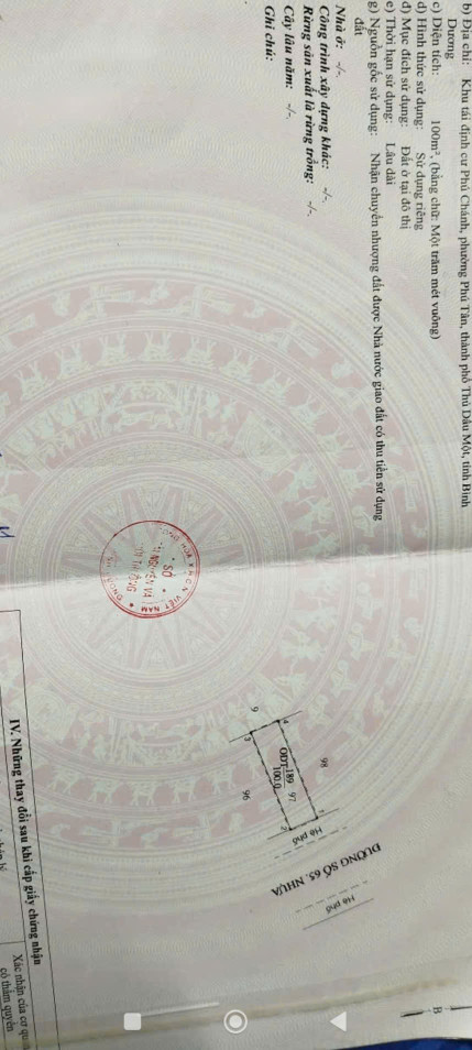 Bán đất 100.6m² ngang 5m giá 2.75 tỷ Phường Bình Dương
