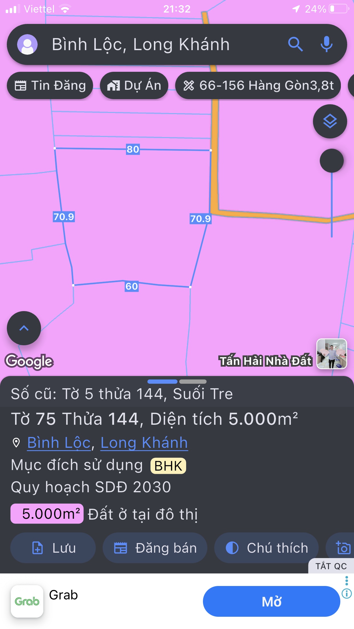 Bán đất 5000m² có sẵn 1m² thổ cư ngang 80m giá 3.5 tỷ tại Phường Bình Lộc