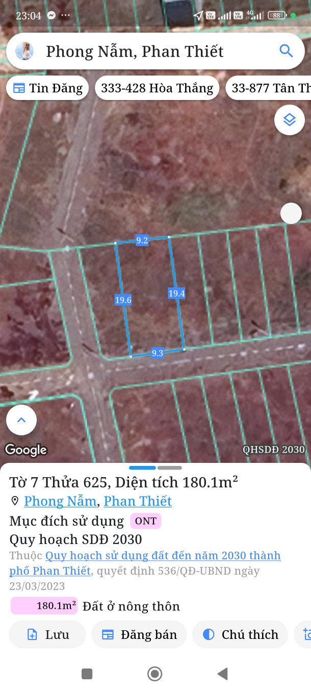 Bán đất 90m² giá 610 triệu Phường Bình Thuận