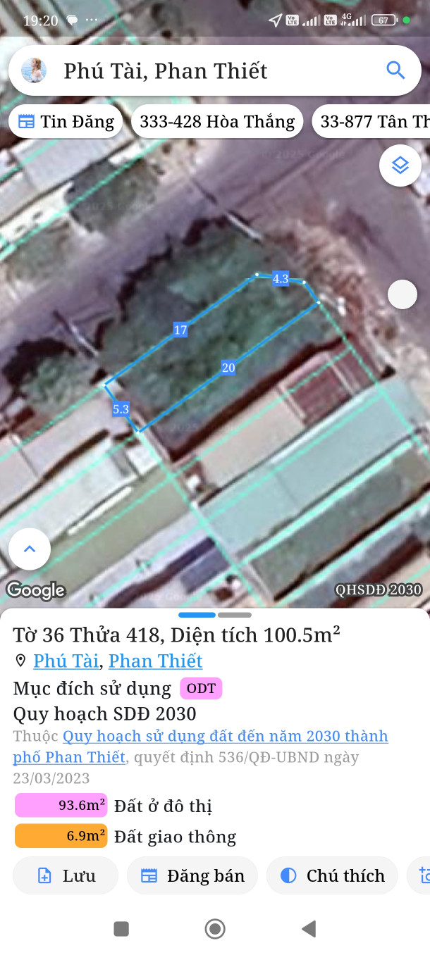 Bán đất 100m² giá 2.3 tỷ Phường Bình Thuận