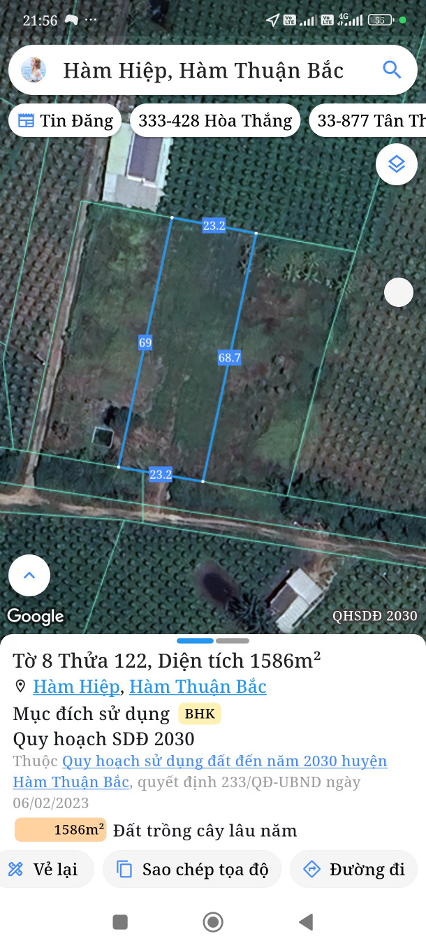 Bán đất 1586m² ngang 23m giá 420 triệu Phường Bình Thuận