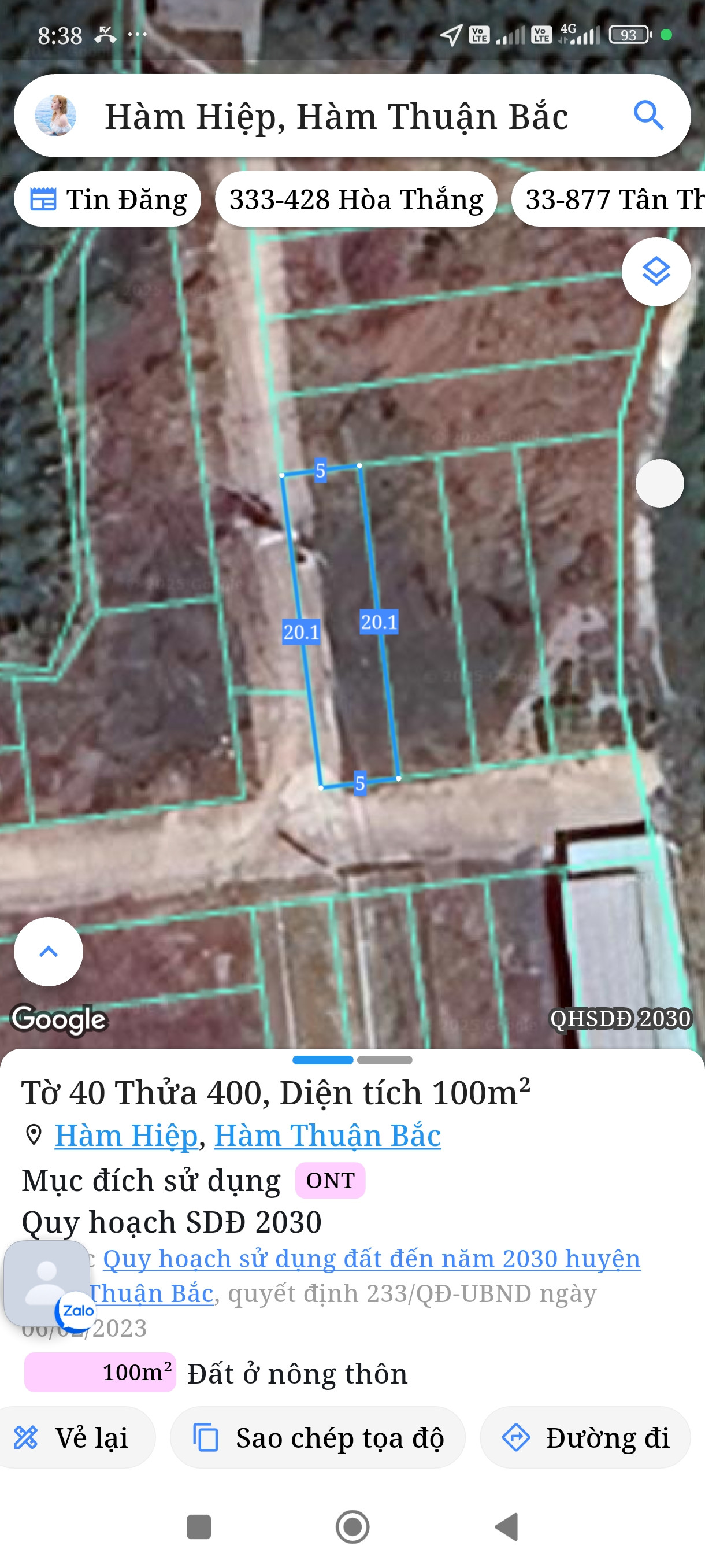 Bán đất 100m² ngang 5m giá 650 triệu Phường Bình Thuận