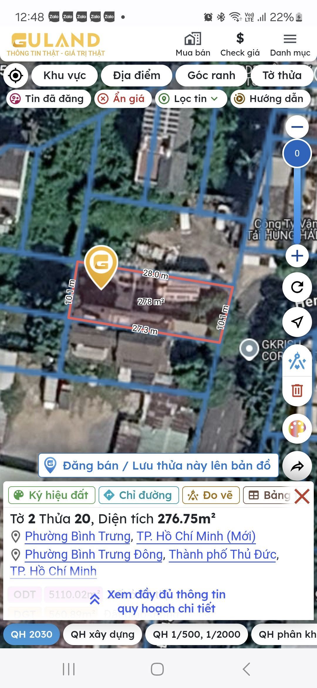 Bán Đất 2765m² thổ cư 200m² giá 19 tỷ tại Phường Bình Trưng TP. Hồ Chí Minh