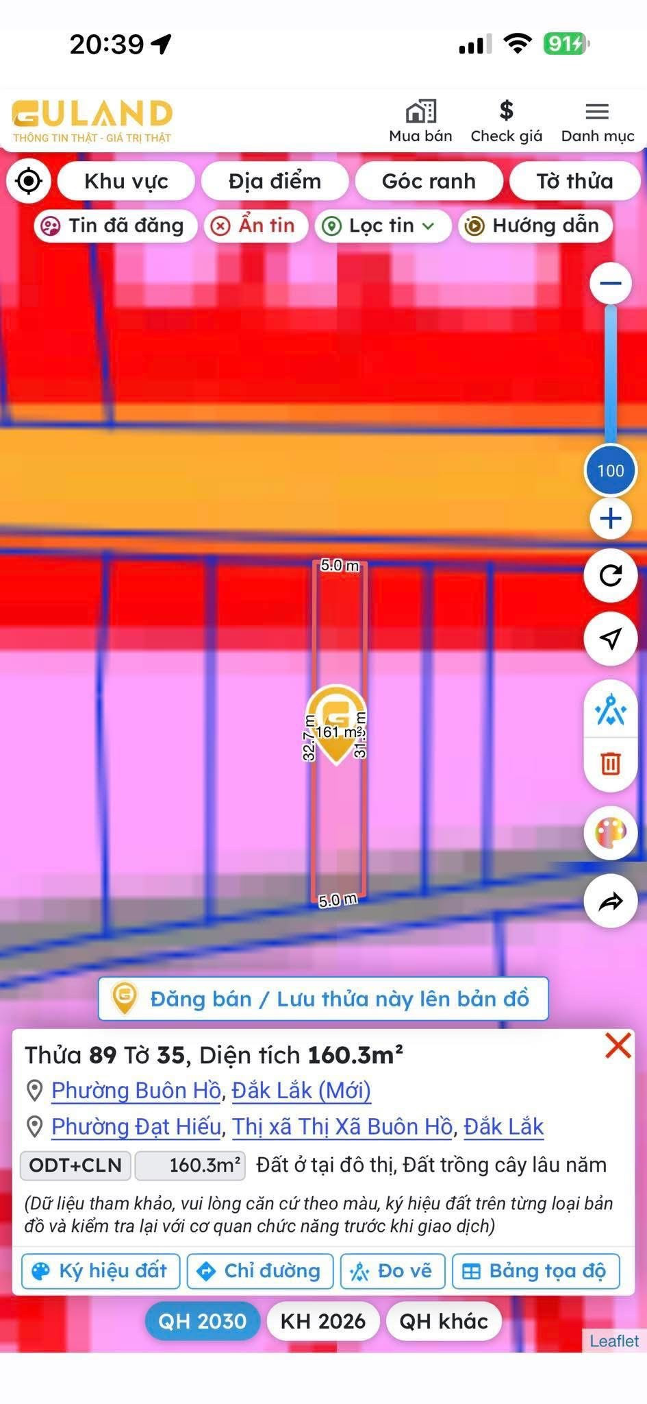 Bán đất 160.3m² có sẵn 50m² thổ cư ngang 5m giá 1.75 tỷ tại Phường Buôn Hồ