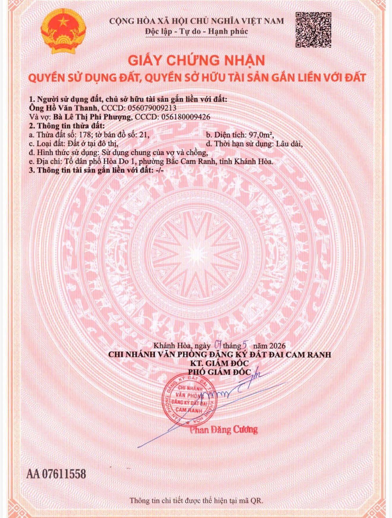 Bán đất 100m² full thổ cư ngang 5m giá 1.25 tỷ tại Phường Cam Nghĩa Thành phố Cam Ranh