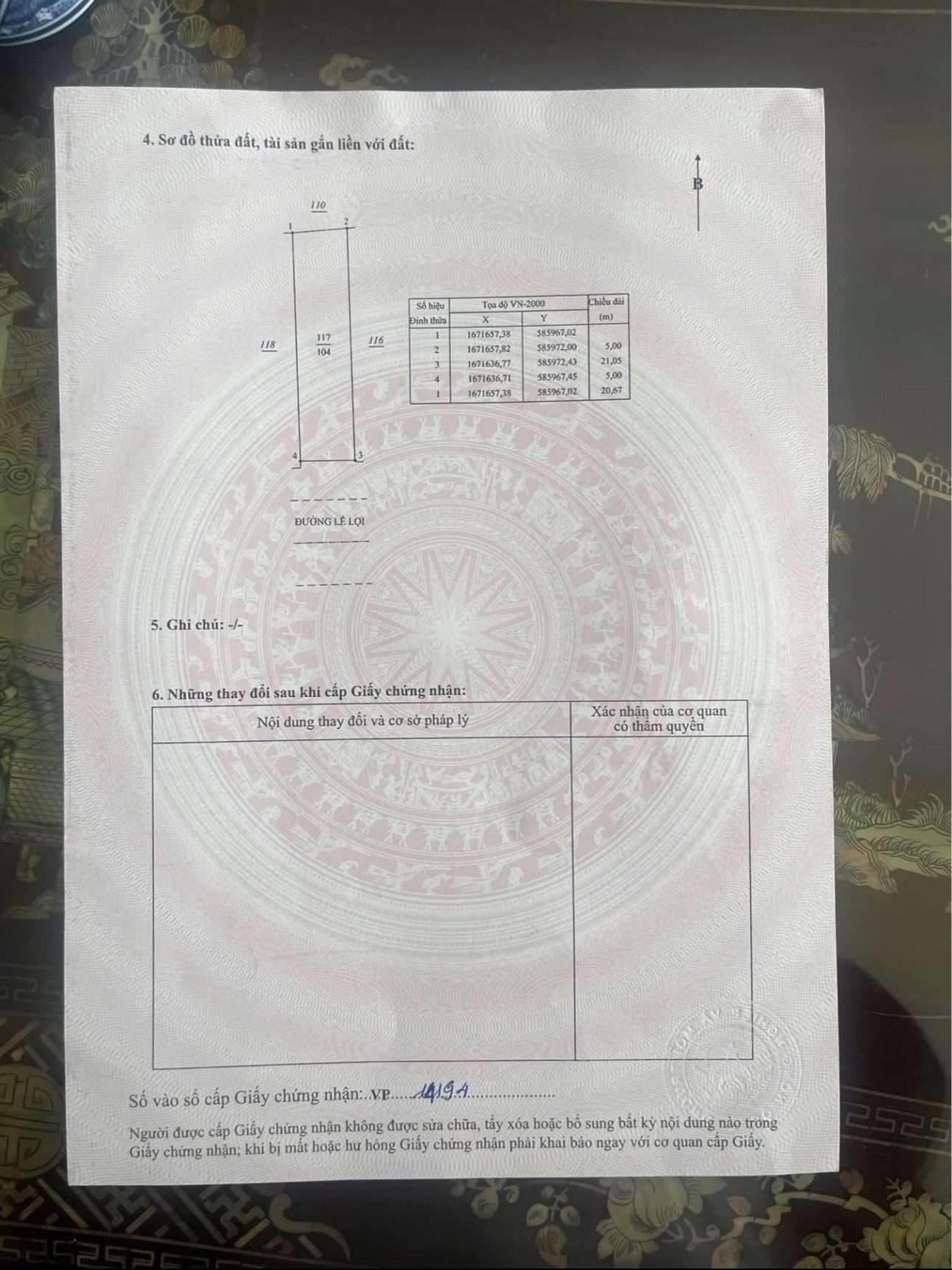 Bán đất 104m² full thổ cư ngang 5m giá 6.8 tỷ tại Phường Cẩm Thành