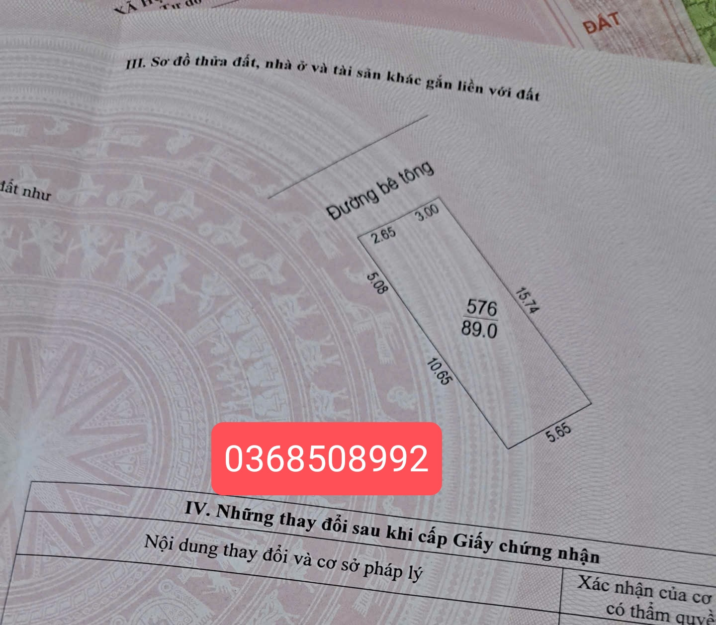 Bán đất 89m² ngang 5,6m giá 1.65 tỷ Phường Cảnh Thụy