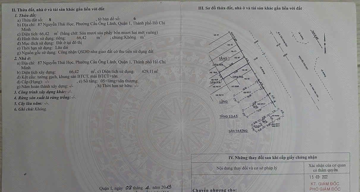 Mặt Tiền 85-87 Nguyễn Thái Học, P. Cầu Ông Lãnh, Quận 1