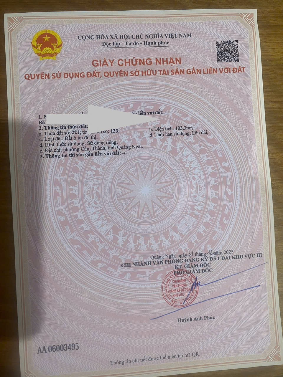 Cần bán lô đất phường Cẩm Thành , diện tích 103,3 m2 giá 980 triệu