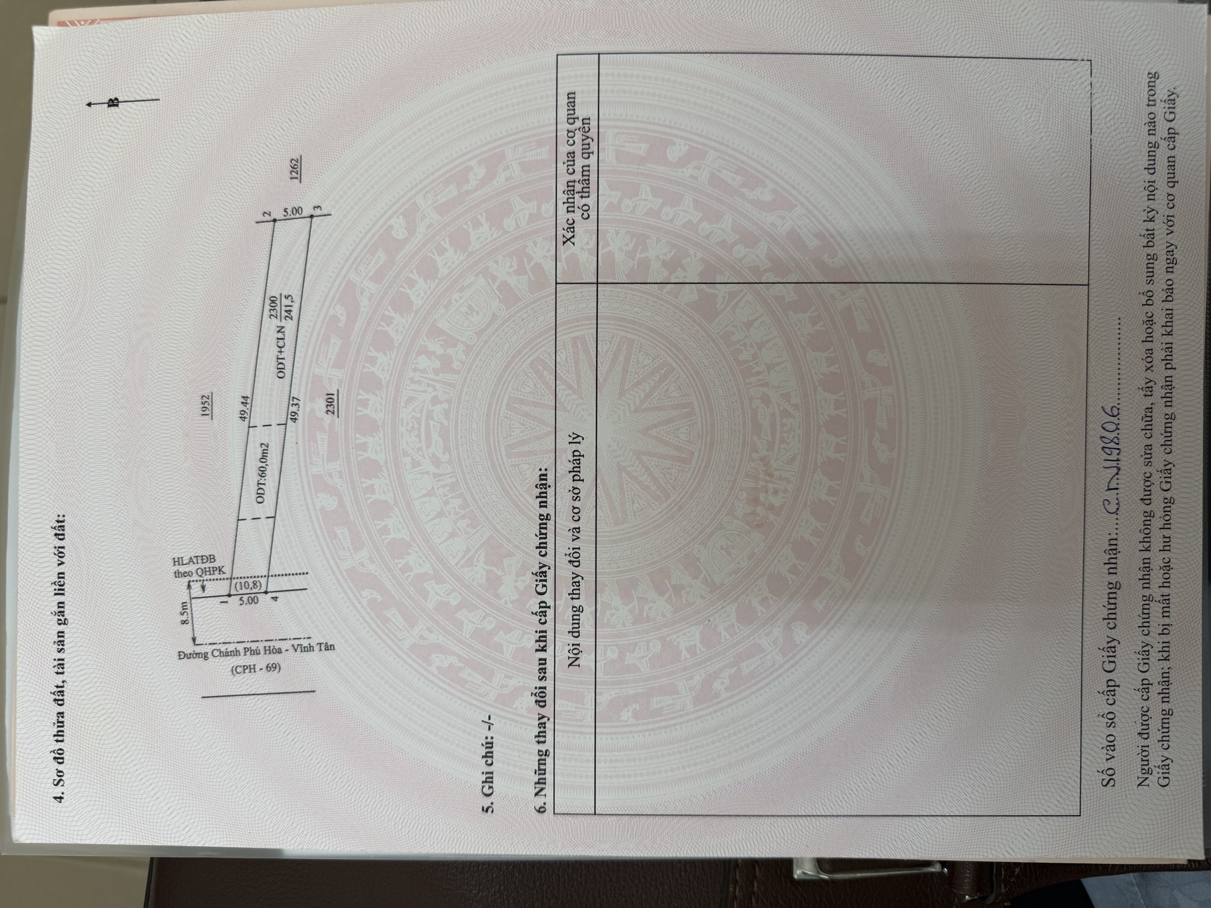 Bán đất 240m² có sẵn 60m² thổ cư ngang 5m giá 2.5 tỷ tại Phường Chánh Phú Hòa