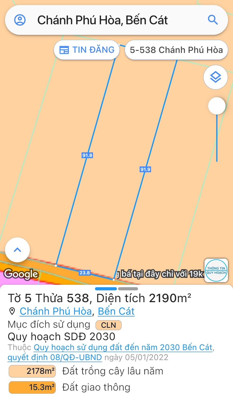 CẦN BÁN ĐẤT DIỆN TÍC 2190M2 TẠI CHÁNH PHÚ HOÀ, BẾN CÁT, BÌNH DƯƠNG