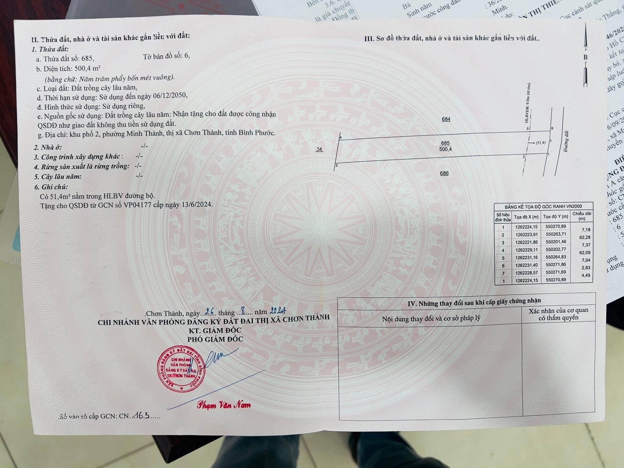 Bán đất 503.3m² ngang 7m giá 350 triệu tại Phường Chơn Thành