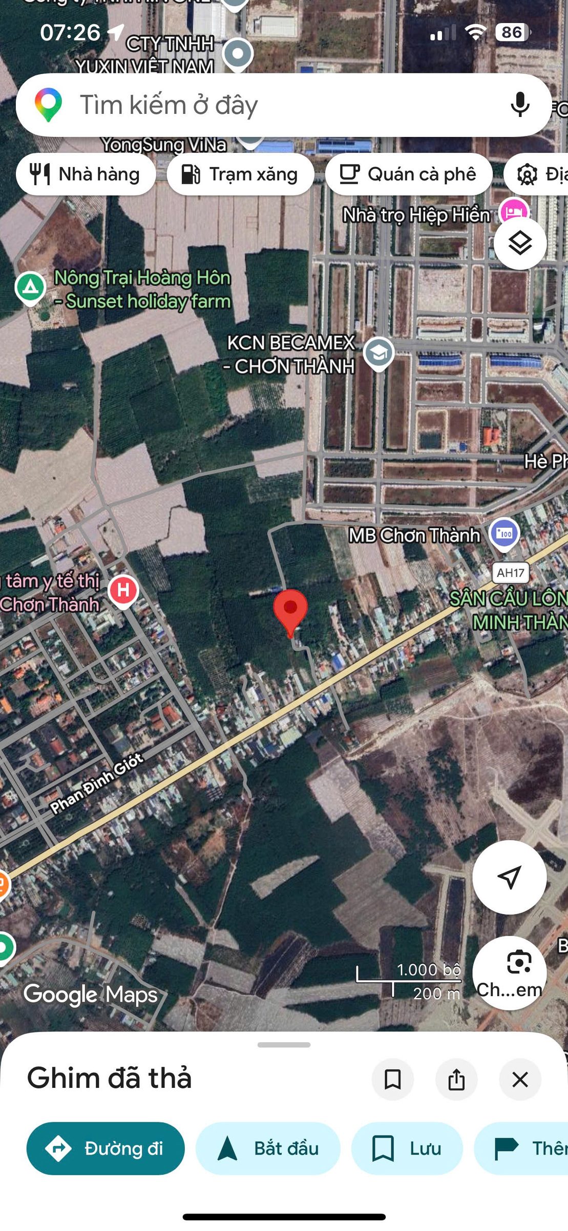 Bán đất 128.4m² có sẵn 61m² thổ cư ngang 5m giá 520 triệu tại Phường Chơn Thành