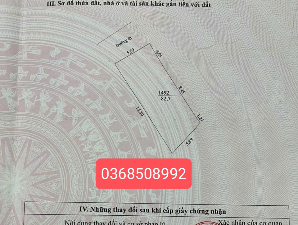 Bán đất 82,7m² ngang 5,8m giá 1.92 tỷ Phường Đa Mai