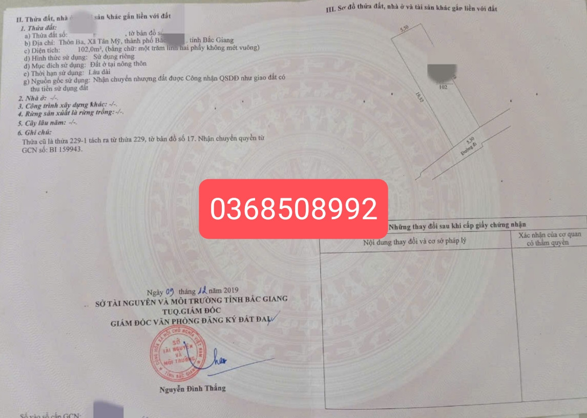 Bán đất 102m² full thổ cư ngang 5,3m giá 2.6 tỷ tại Phường Đa Mai