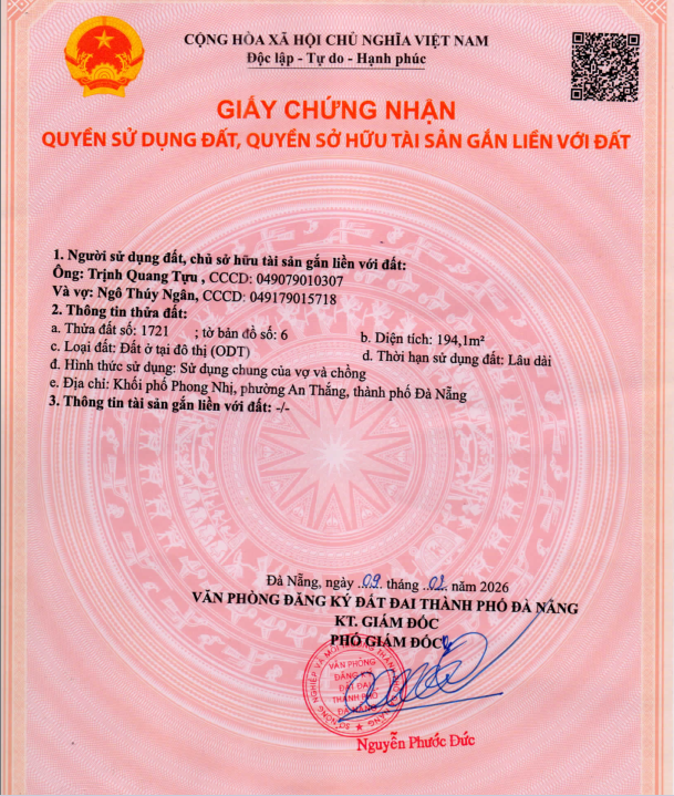 CẦN BÁN LÔ ĐẤT 194M2 – NGANG 10M – VỊ TRÍ ĐẸP TẠI PHƯỜNG AN THẮNG, ĐÀ NẴNG