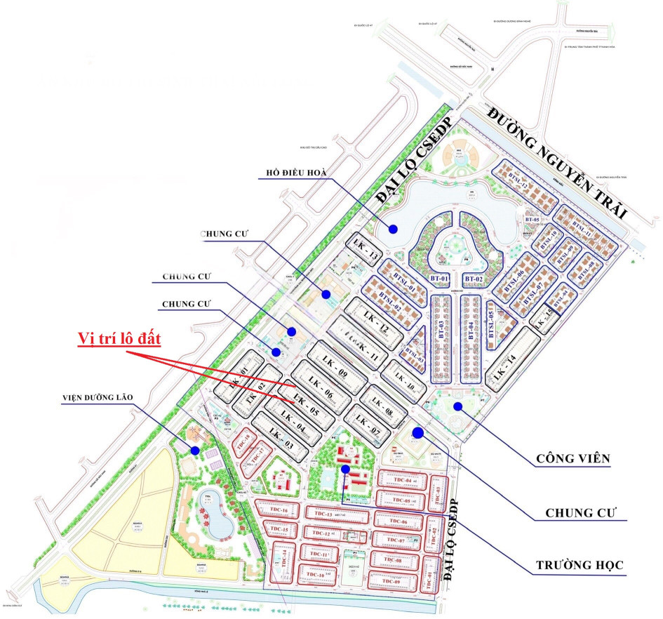 Bán đất LK3 hướng Tây Nam, đối diện trường học - KĐT Núi Long
