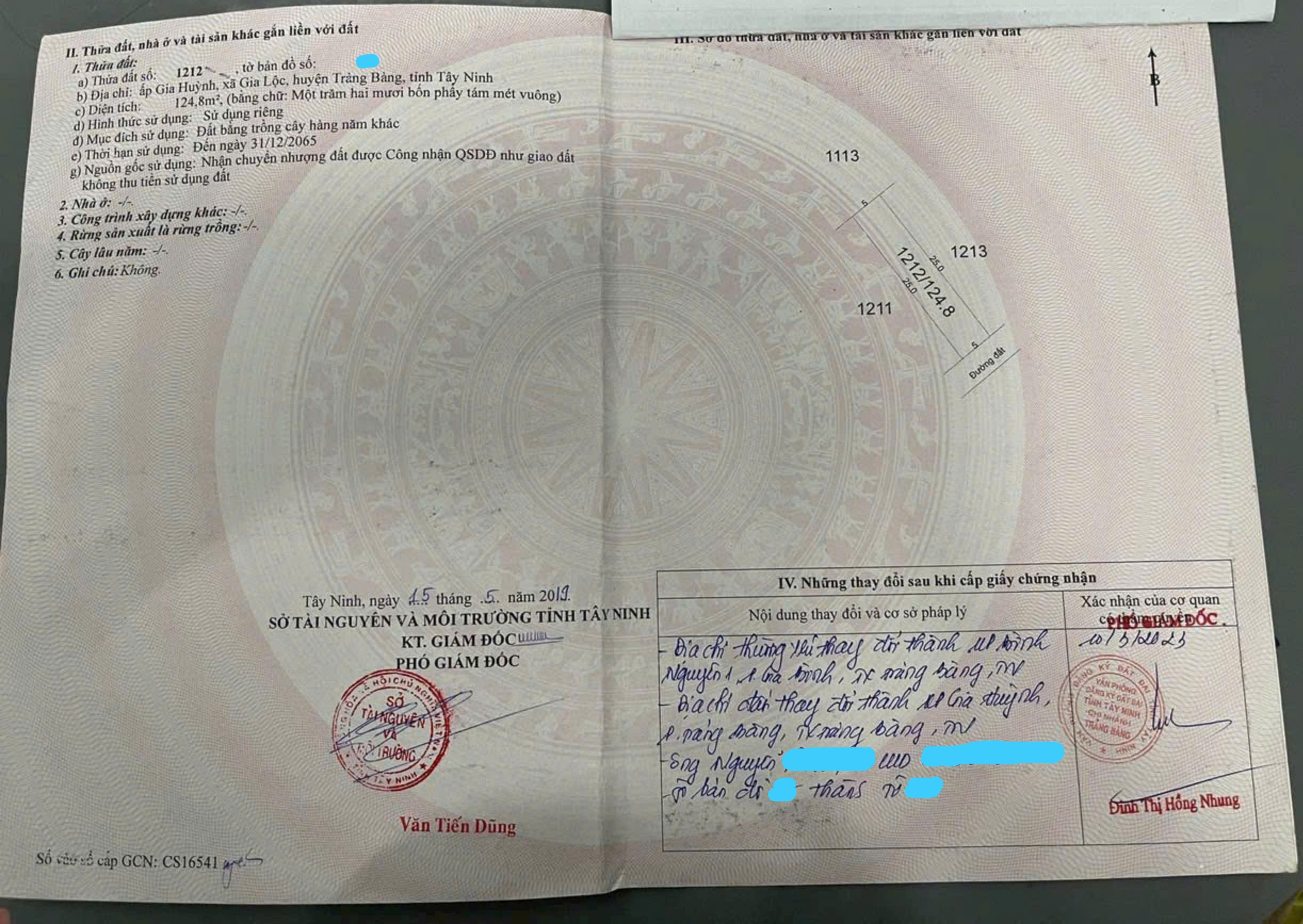 124m2, SHR, Giá 380tr, Kp.Gia Huỳnh, cách trung tâm Trảng Bàng, 1,2km.