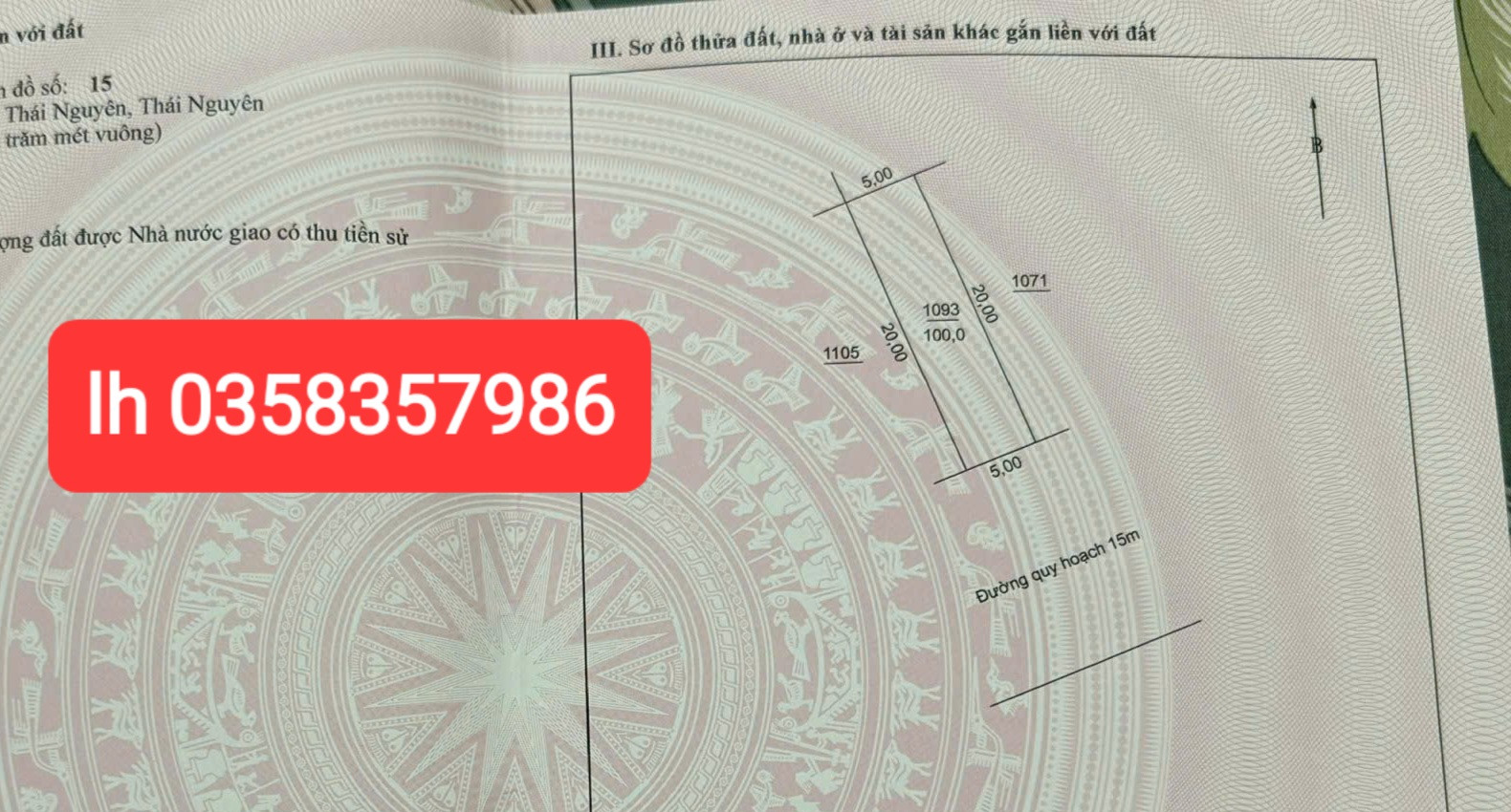 Bán đất 100m² ngang 5m giá 3.15 tỷ Phường Gia Sàng