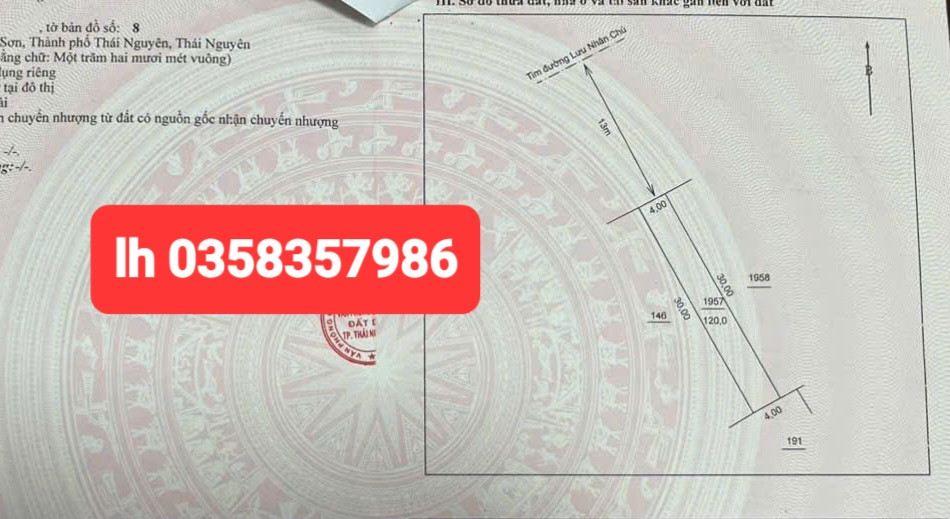 Bán đất 120m² ngang 4m giá 3.73 tỷ Phường Gia Sàng