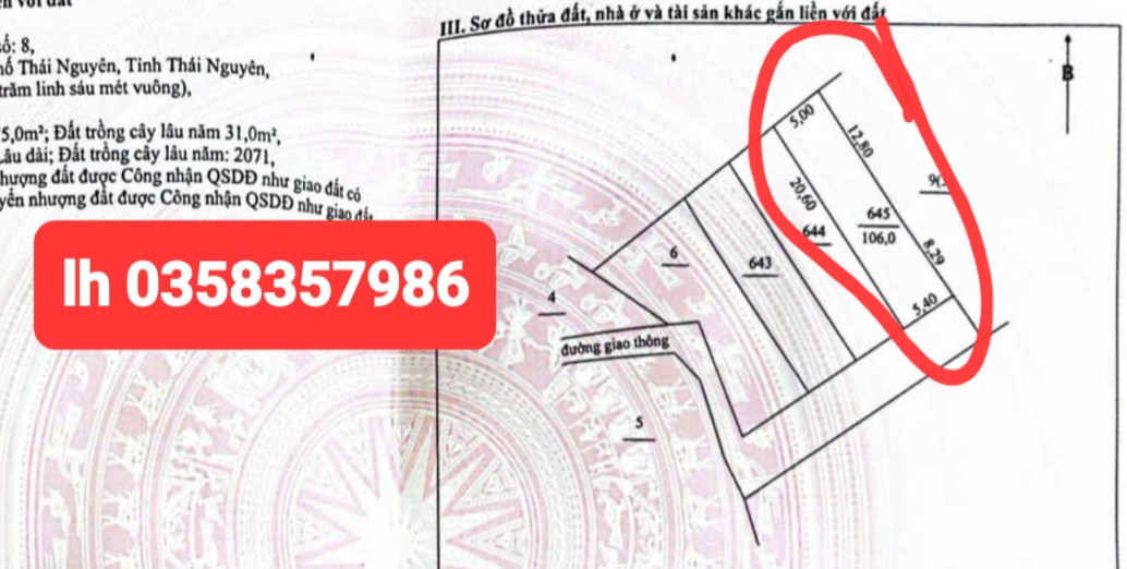 Bán đất 107m² ngang 5.4m giá 2.33 tỷ Phường Gia Sàng