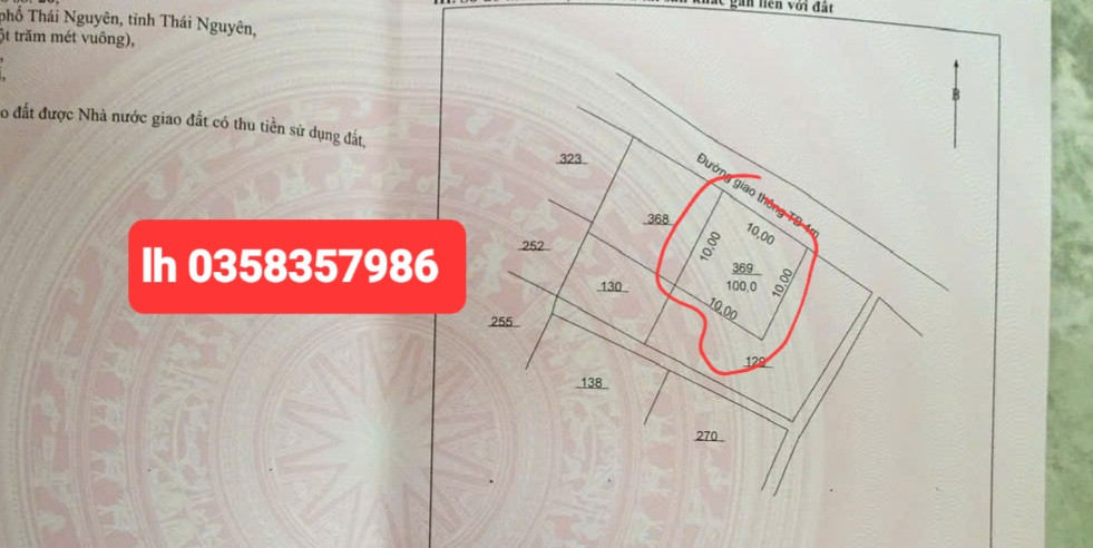 Bán đất 100m² ngang 10m giá 8 tỷ Phường Gia Sàng