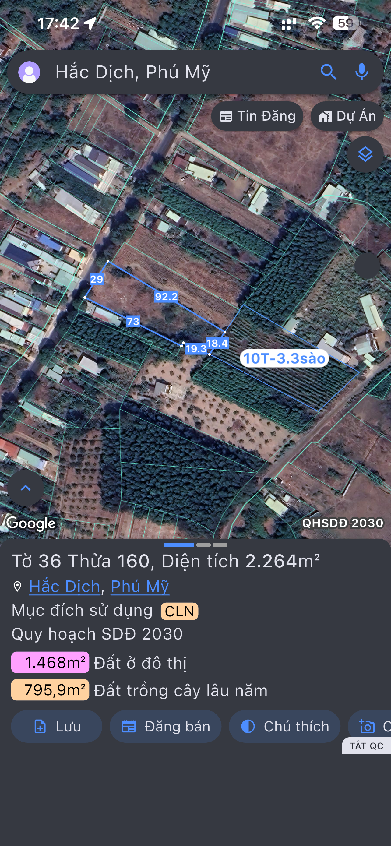 Bán Đất 2211m² thổ cư 200m² giá 9 tỷ tại Phường Hắc Dịch Thành phố Phú Mỹ Bà Rịa - Vũng Tàu