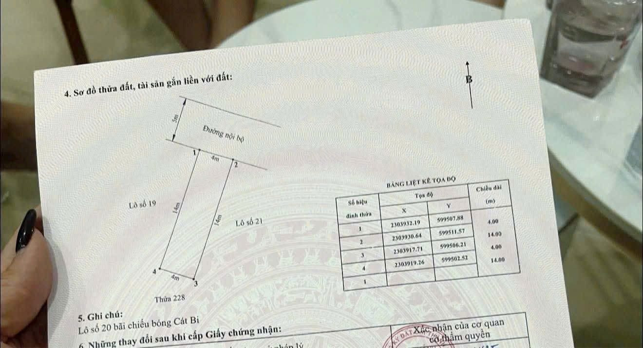 Bán đất 56.3m² có sẵn 56m² thổ cư ngang 4m giá 4.28 tỷ tại Phường Hải An