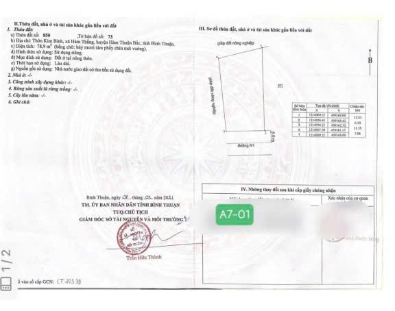 Bán đất 79m² full thổ cư ngang 6m giá 710 triệu tại Phường Hàm Thắng