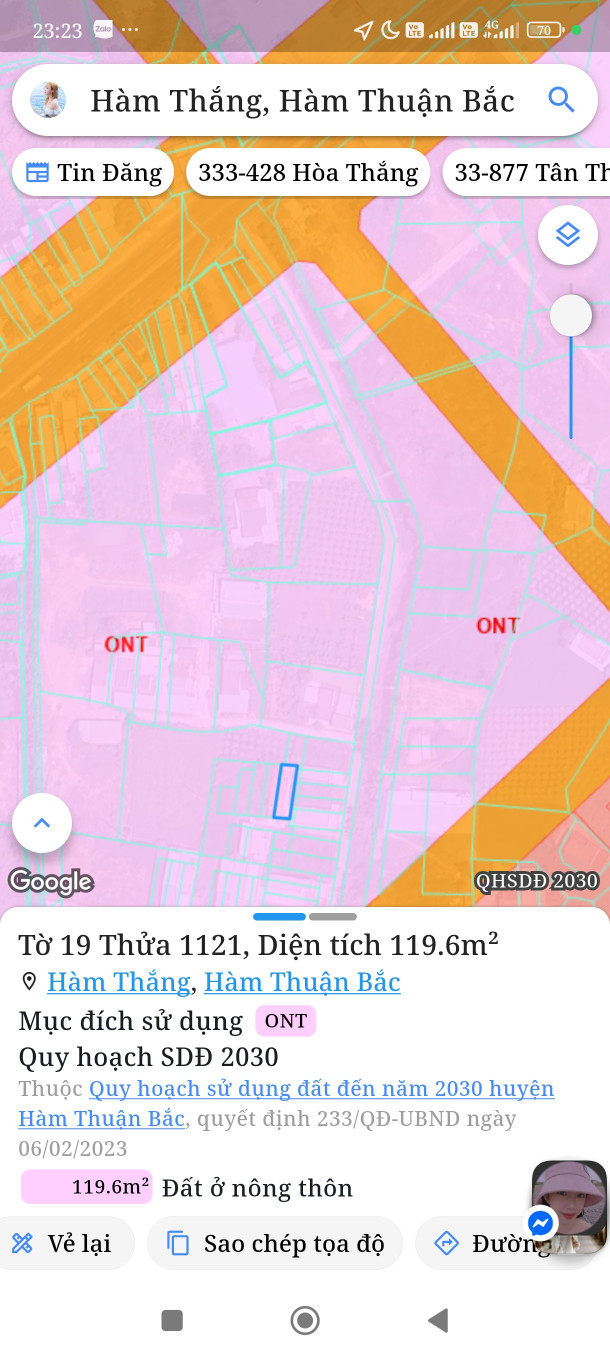 Bán đất 119m² giá 1.3 tỷ Phường Hàm Thắng