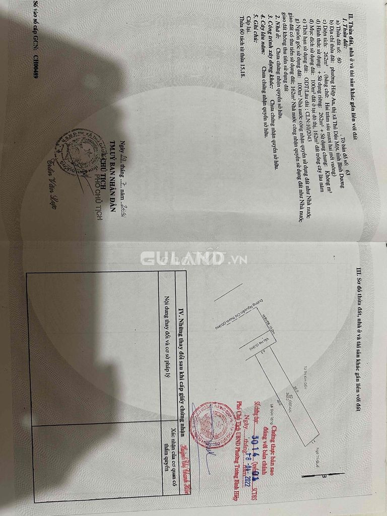 đất thổ cư có nhà ở sẵn diện tích 262m2 nở hậu 7m1, vị trí tốt