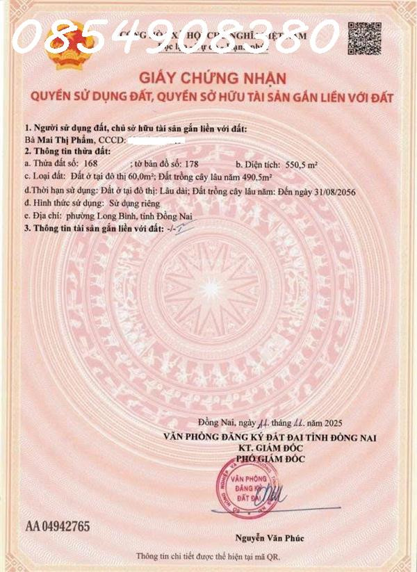 Chính chủ cần bán đất sổ riêng Phường Hố Nai, Biên Hòa, Đồng Nai, DT 560m2, giá 5,9 tỷ