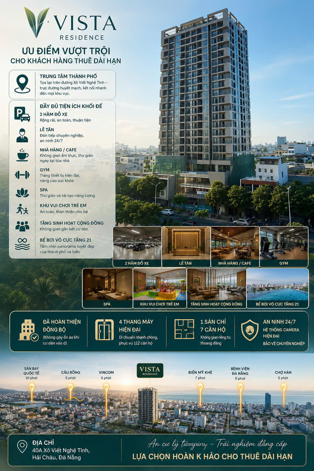 CHO THUÊ CĂN HỘ VISTA RESIDENCE – TRUNG TÂM ĐÀ NẴNG - NỘI THẤT CAO CẤP