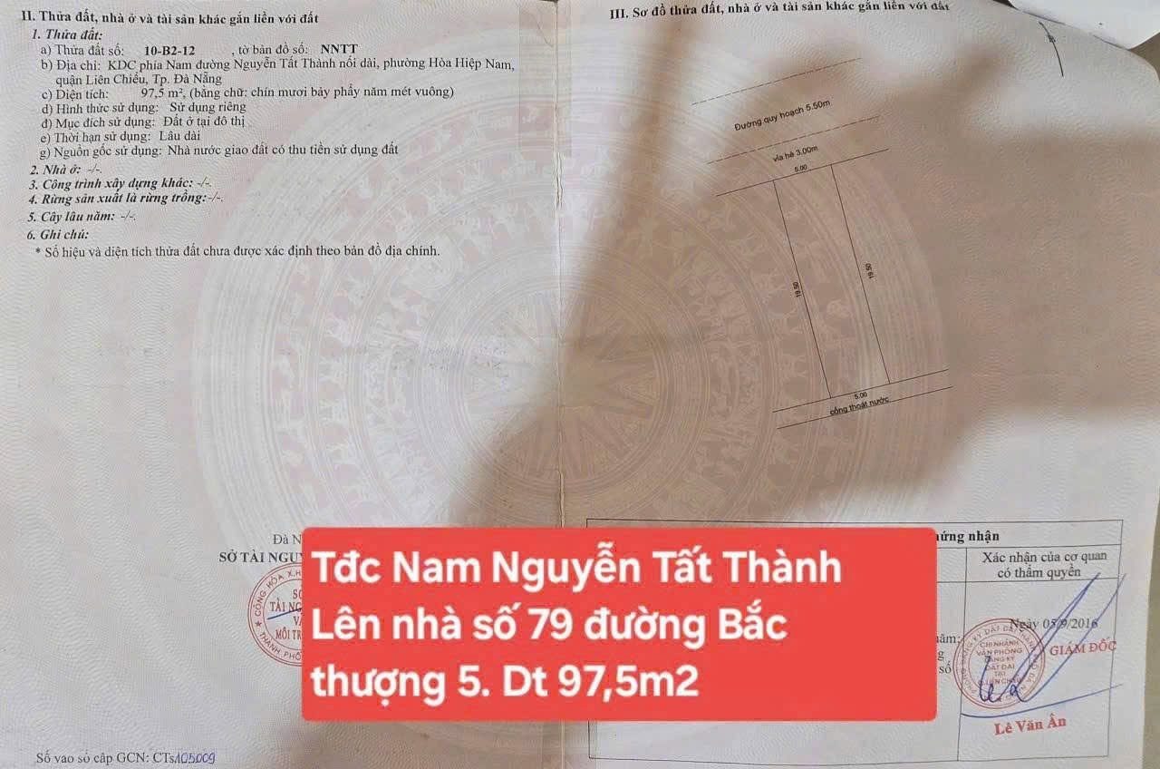 BÁN LÔ ĐẤT SỐ NHÀ 79 BẮC THƯỢNG 5 - LIÊN CHIỂU - ĐÀ NẴNG - SÁT TRƯỜNG GẦN BIỂN - NHỈNH 3 TỶ