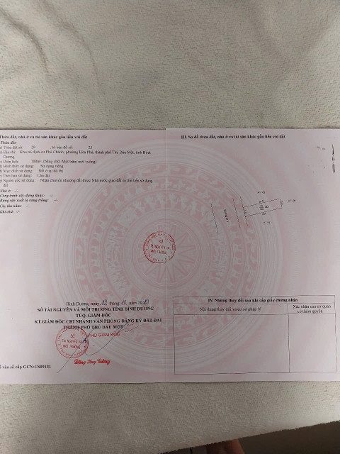 Bán đất 100m² full thổ cư ngang 5m giá 3.3 tỷ tại Phường Hoà Phú Thành phố Thủ Dầu Một