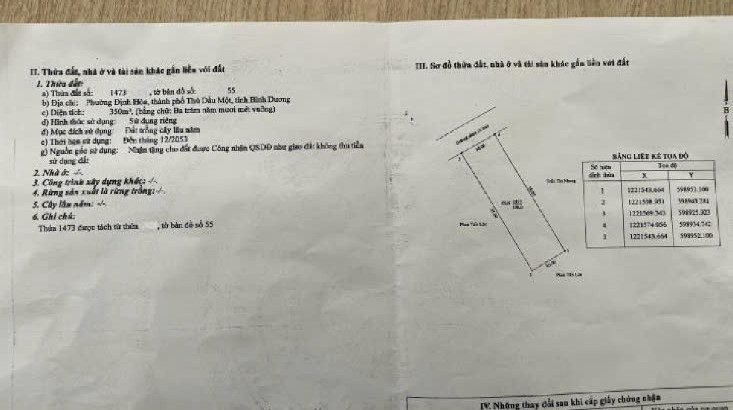Bán đất 350m² 3.5 tỷ tại Phường Hoà Phú Thành phố Thủ Dầu Một