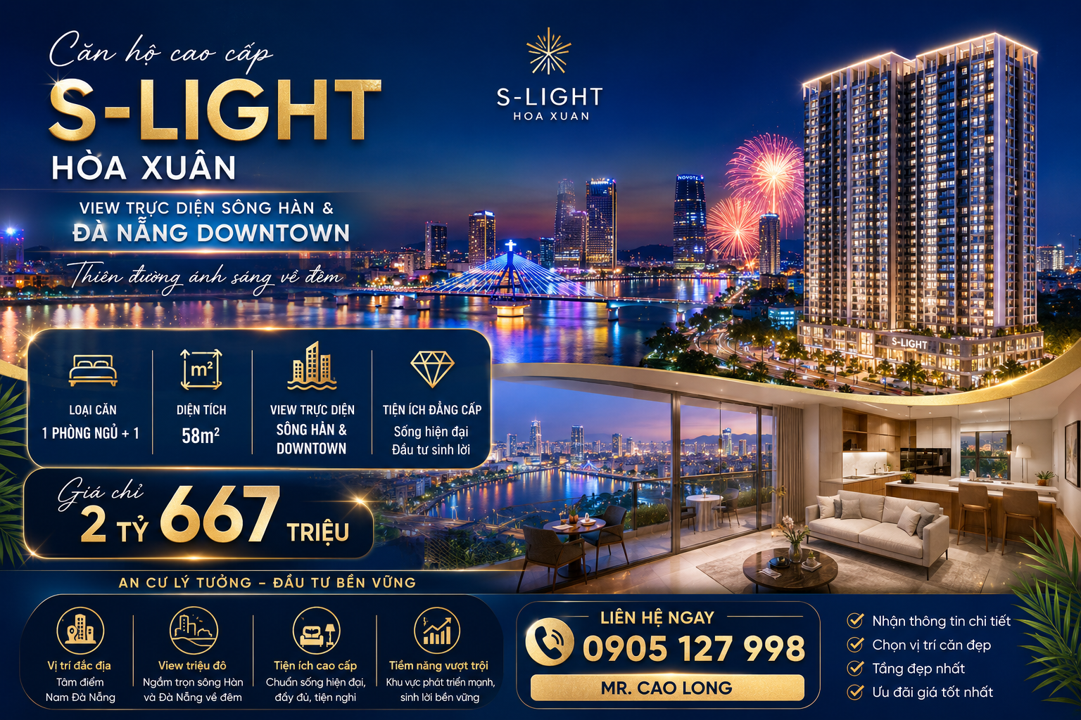 Bán Căn hộ chung cư 58m2 giá 2.67 tỷ tại - Chọn - Phường Hòa Xuân Quận Cẩm Lệ Đà Nẵng